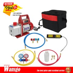 4CFM Rotary Vane Air Vacuum Pump HVAC 1/3HP A/C Refrigeration Kit Manifold Gauge