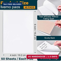 Beieverluck 40 Pack Note Pads 4X6, Small Notepads Memo Pads, 50 Sheets per Note