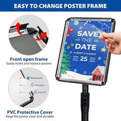 8.5×11 Floor Standing Sign Holder, 4 Pack, Stable Black Base