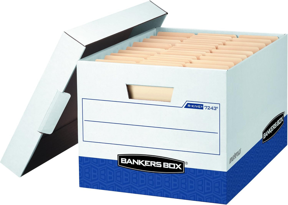 Bankers Box 20 Pack R-KIVE Heavy-Duty File Storage Boxes, Fastfold, Lift-Off Lid