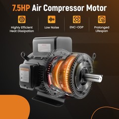 7.5HP Air Compressor Electric Motor 3450 RPM 184T Frame 1-1/8″ Keyed CW/ CCW