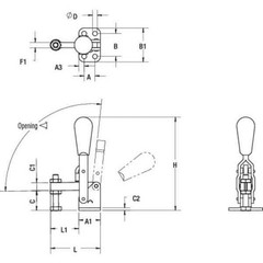 De-Sta-Co 207-S Toggle Clamp, Vert Hold, 500 Lb, H 6.93