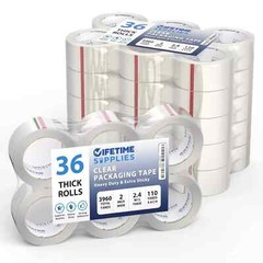 6/36 Rolls of Heavy-Duty Carton Sealing Packing Tape – 2″ x 110 Yards, 2.4 mil