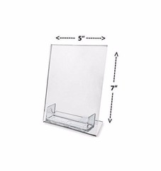12 Sign Holder Slant Back Display 5″x7″ w Business Card Holder Clear Acrylic AZM