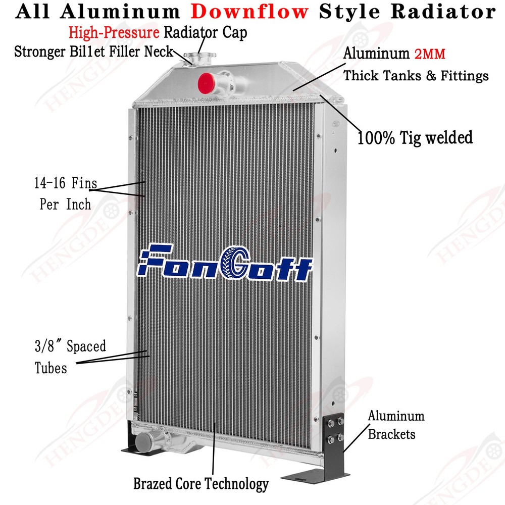 3-Row Aluminum Radiator Fit John Deere 4050 4055 4250 4255 4450 4455 RE21893