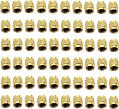 60Pcs Schrader Valve Caps Brass 1/4″ Flare Round HVAC Caps with Neoprene O-Ring