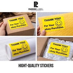 Thank You Labels Neon Yellow – 2″x3″ Stickers | 250/Roll | High Visibility