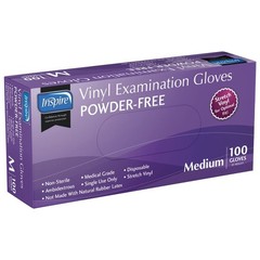 Inspire Exam Grade Powder & Latex Free Stretch Vinyl Gloves, Medium, White
