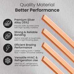 42 Pcs Brazing Rods 15 Percent Silver Solder Phos Copper Flat Welding Alloys