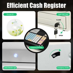 Square POS Terminal Cash Register Complete W/ Printer, And Cash Drawer, 48 Keys