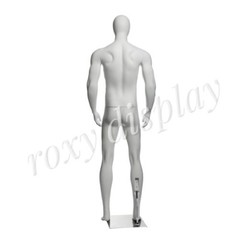 Adult Male Matte White Plastic Muscular Standing Mannequin with Base