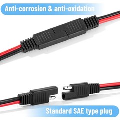 16 Pack SAE Connector 12 Inch 14 AWG Copper Wire, 2 Pin Single Plug Connector