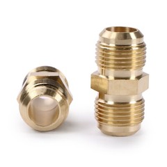 U.S. Solid 2pcs Brass Pipe Fitting Male Tube Coupler, 5/8″ Flare x 5/8″ Flare