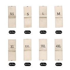 Clothing Size Labels, XS/S/M/L/XL/XXL/3XL/4XL Sizes Woven Sewing Label, 400pcs