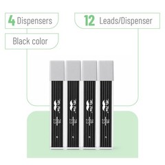 Mr. Pen- 2.0 mm Lead Refills, 48 Pack (12 per Tube), Black, 90 2 mm, Black