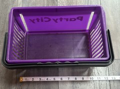 Small Child Size Party City Purple Plastic Shopping Candy Basket. RARE Closed