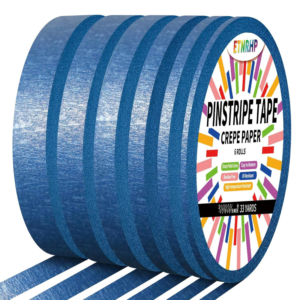 6 Rolls Pinstripe Tape Fine Line Masking Tape 1/16″, 1/8″, 1/4″, 3/8″,1/2″, 3/4″