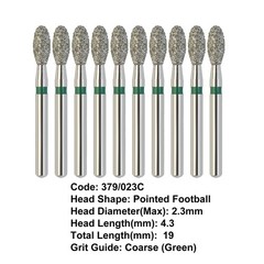 Dental Diamond Bur Round End Taper Ball Friction Grip Super Coarse Grit 850 856