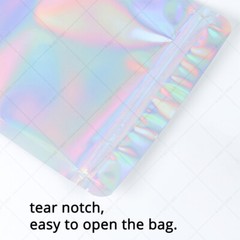 Multi-Size Glossy Holographic Silver Foil Mylar Stand up Zip Lock Pouch Bag S01