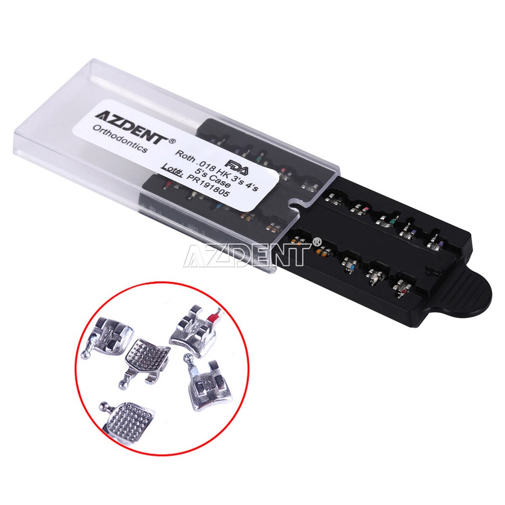 AZDENT Dental Orthodontic Brackets Brace Mini Roth/MBT.018/022 MIM Monoblock USA