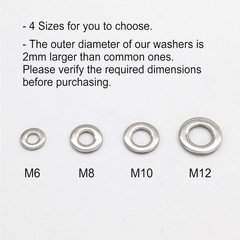 M6 Flat Washer, 14Mm OD, 18-8 304 Stainless Steel Metric Washers for Bolts Screw