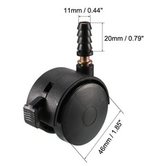 1.85″ Swivel Caster Wheels Grip Neck Stem Caster Black Wheel with Brake 4pcs