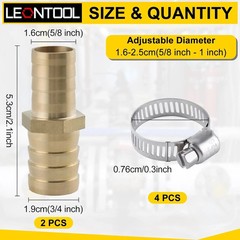 2 Pack Hose Barb Fittings Reducer, 5/8″ to 3/4″ Brass Hose Barb Reducer