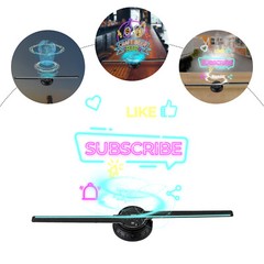 3D 1080P LED Holographic Fan Hologram Fan Projector Light RGB Sign Bar w/Control