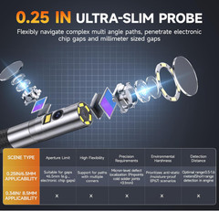 Endoscopio doble lente 0.25in articulado 220° HD IP67 con luz LED 5.3FT. Incorpo
