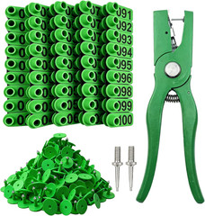 Numbered Cattle Ear Tags with Plier, 001-100 for Livestock Identification