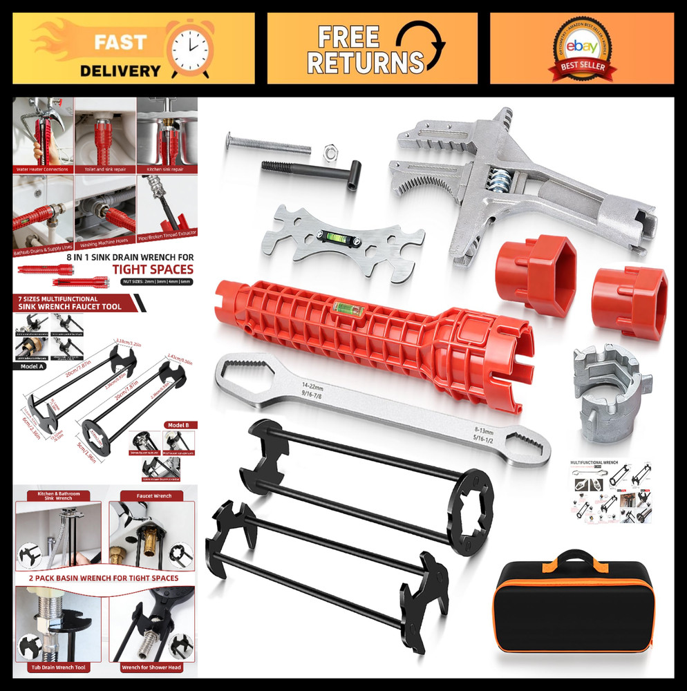 7PCS Plumbing Tool Set – Sink Wrench, 8-in-1 Faucet Wrench, Universal Plumber Wr