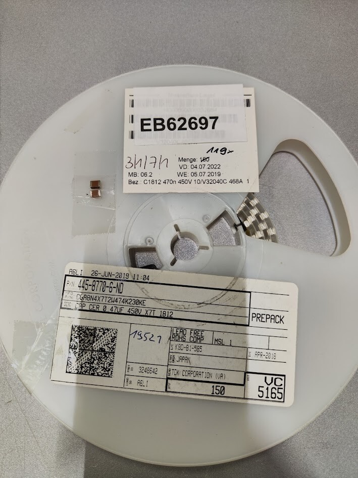 TDK CGA8N4X7T2W474K230KE 0.47µF 450V X7T 1812 MLCC Capacitor 150pcs