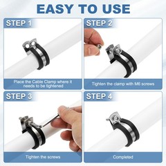8 Pack 2-1/2 Inch Cable Clamp Rubber Cushioned Pipe Metal Clamp for Tube