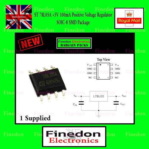 ST 78L05A +5V 100mA Positive Voltage Regulator SOIC-8 SMD UK Seller