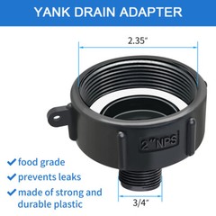 275 330 Gallon IBC Tote Adapter Garden Hose 2 NPT (NPS) Fine Thread To 3/4 Male