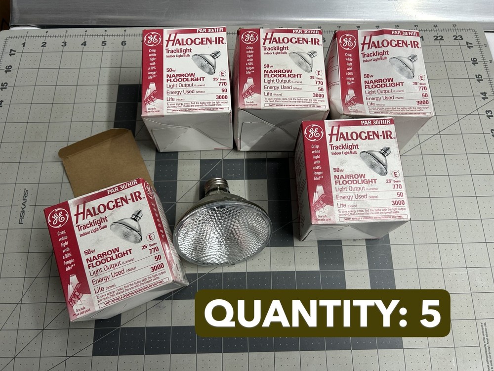 NOS 5-PACK LOT GE 50 Watt PAR 30 /HIR Track light Narrow Floodlight Bulb