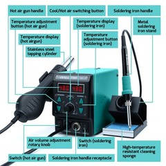 YIHUA 8786D-I Dual LED Digital Soldering Station with Hot Air Desoldering Rework
