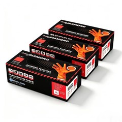 300PCS Orange Nitrile Mechanic Gloves Diamond Textured Powder Free M-XXL