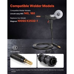 Uimoso 130Amp Spool Gun with 10FT Cable Compatible with Magnum 100SG K2532-1