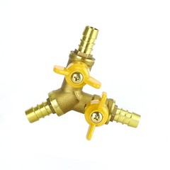 Y Shaped 3/8″ ID Hose Barb Type 3 Way Brass Shut Off Ball Valve Fitting E4
