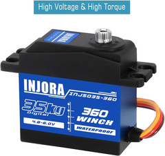 35KG Digital Winch Servo with 19Mm*11Mm Winch Spool Kit for SCX10 PRO, Waterproo