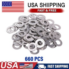 660 PCS Stainless Steel Flat Ring Plastic Washer Gaskets M3 M4 M5 M6 M8 M10