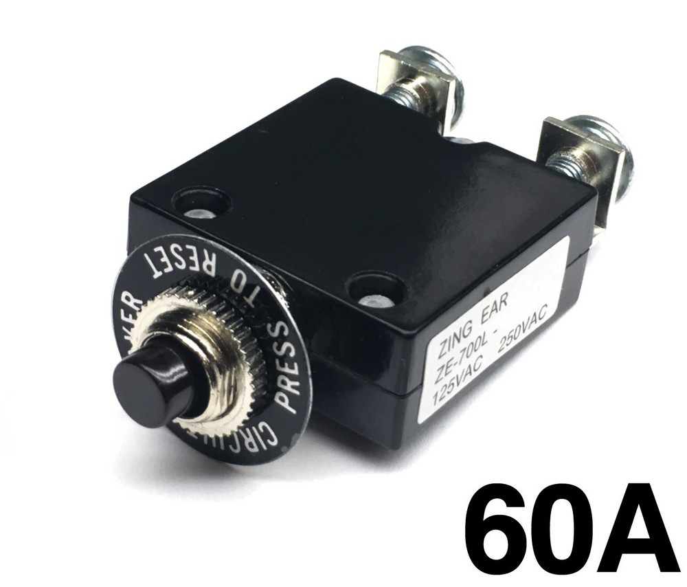NEW 60 Amp Push Button Thermal Circuit Breaker 12-50V DC 125-250V Volt AC 60A