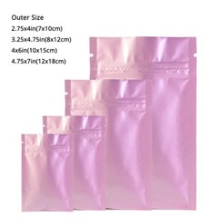 Multi-Size Glossy Foil Mylar Double-Sided Pink Flat Zip Lock Pouch Bag B07