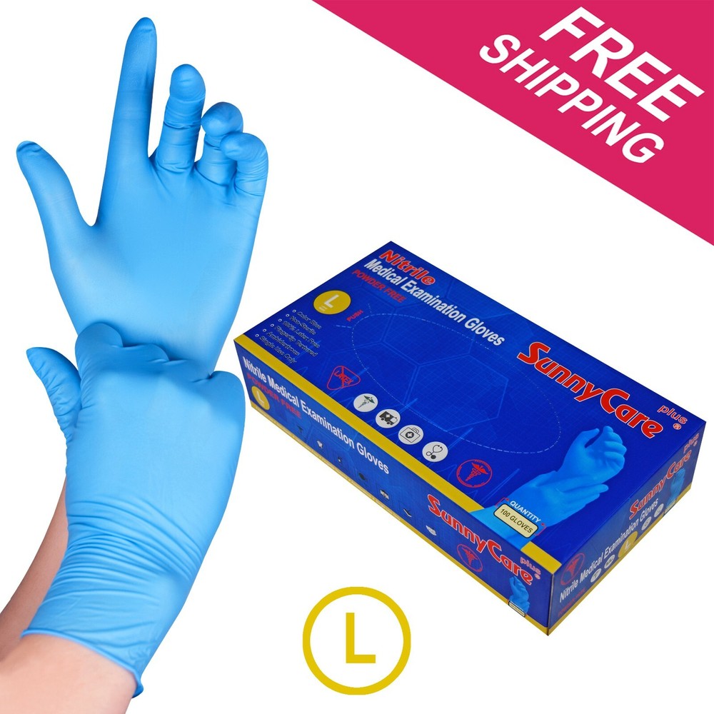 100 SunnyCare Nitrile Exam Gloves Powder Free Chemo-Rated (Non Vinyl Latex) – L