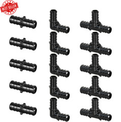 1/2″ Poly PPSU Barb Crimp PEX Fitting, 15pcs PEX Fitting Combo, Elbows Tees S…