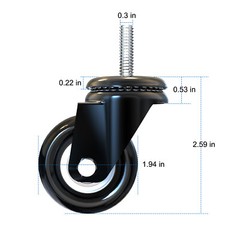 2 Inch Office Chair Casters Wheels Rubber Swivel Replacement Heavy Duty Secure