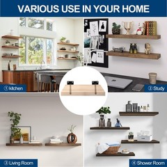 12 Pcs 8″ Black Solid Steel Floating Shelf Bracket Blind Shelf Supports – Hid…