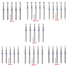 50*Dental Diamond Burs Ball Round for High Speed Handpiece Medium FG 1.6mm BR SA