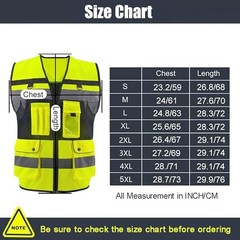 OPLERAI Safety Vest Unisex SIZE 4XL Sleeveless Yellow Multi-Function Pockets NEW